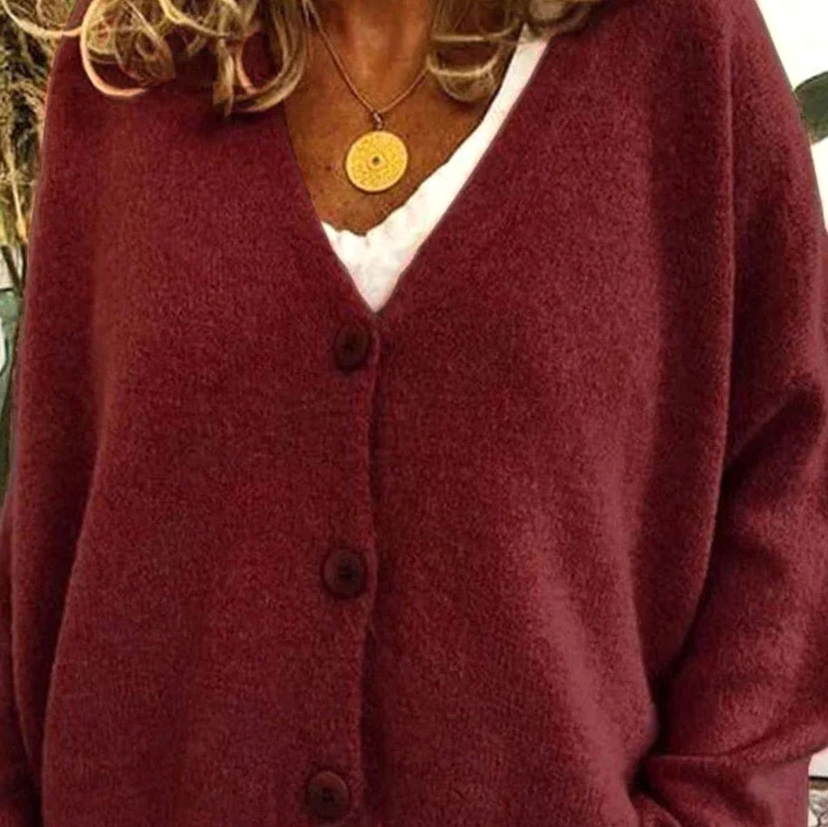 Women's Loose-Fit V-Neck Button-Front Knit Cardigan