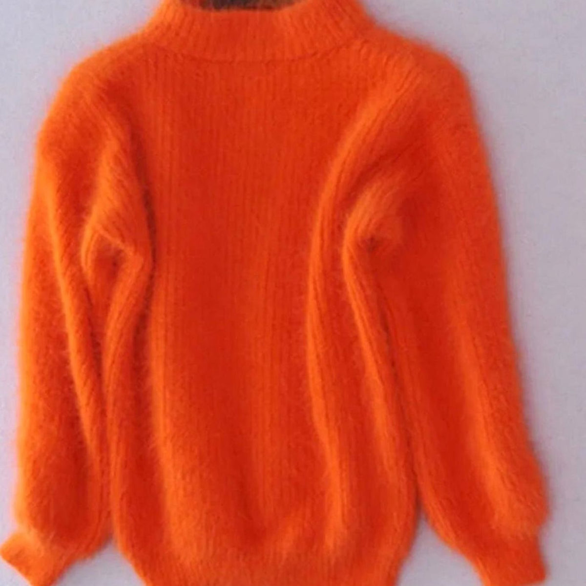 Women's Loose-Knit Fuzzy Angora Turtleneck Sweater