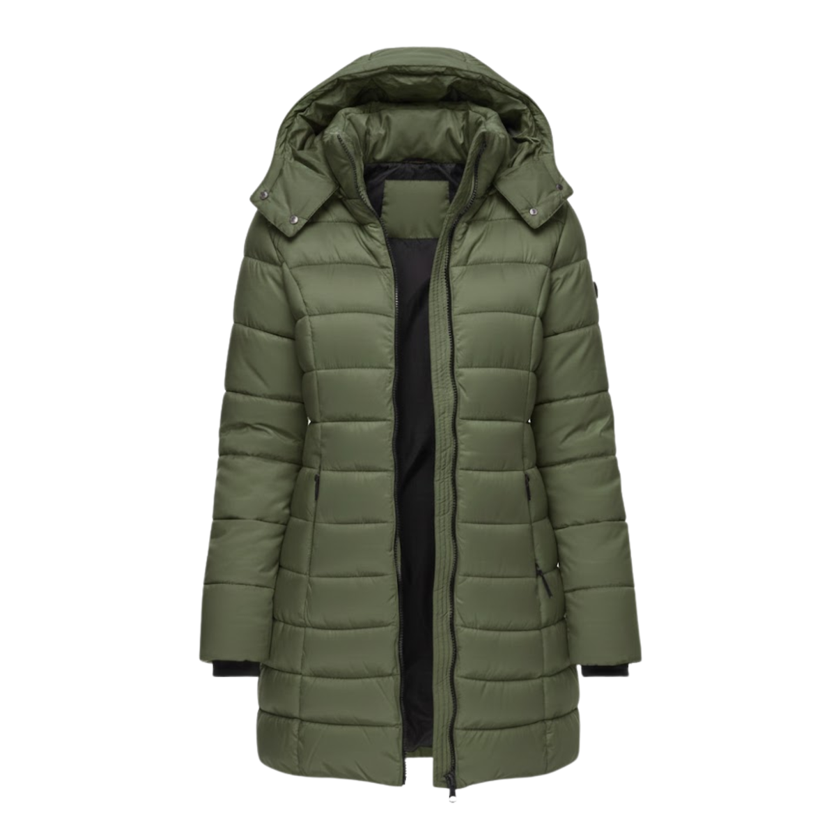 Women's Mid-Length Hooded Quilted Parka - Warm Winter Parka & Quilted Coat
