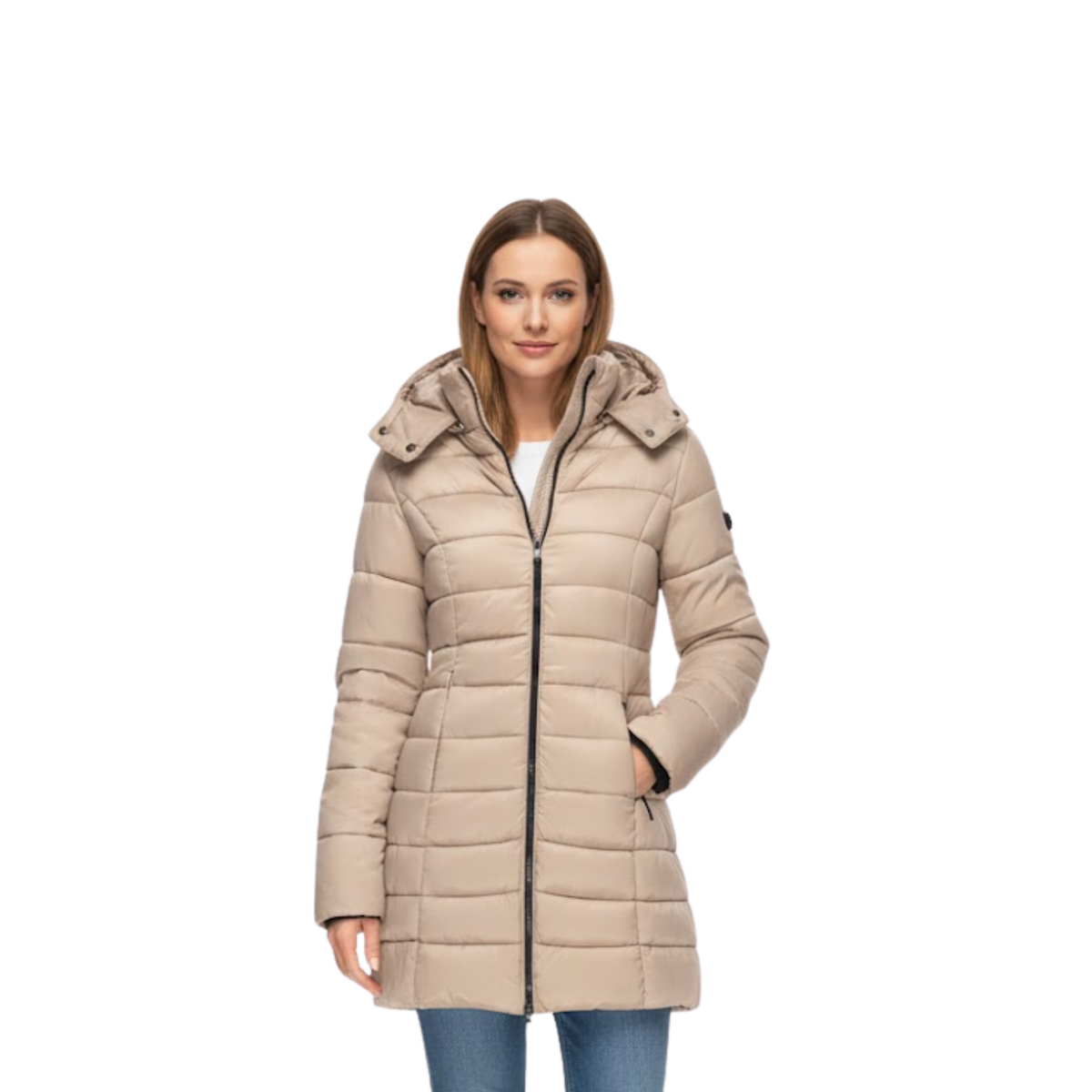Women's Mid-Length Hooded Quilted Parka - Warm Winter Parka & Quilted Coat
