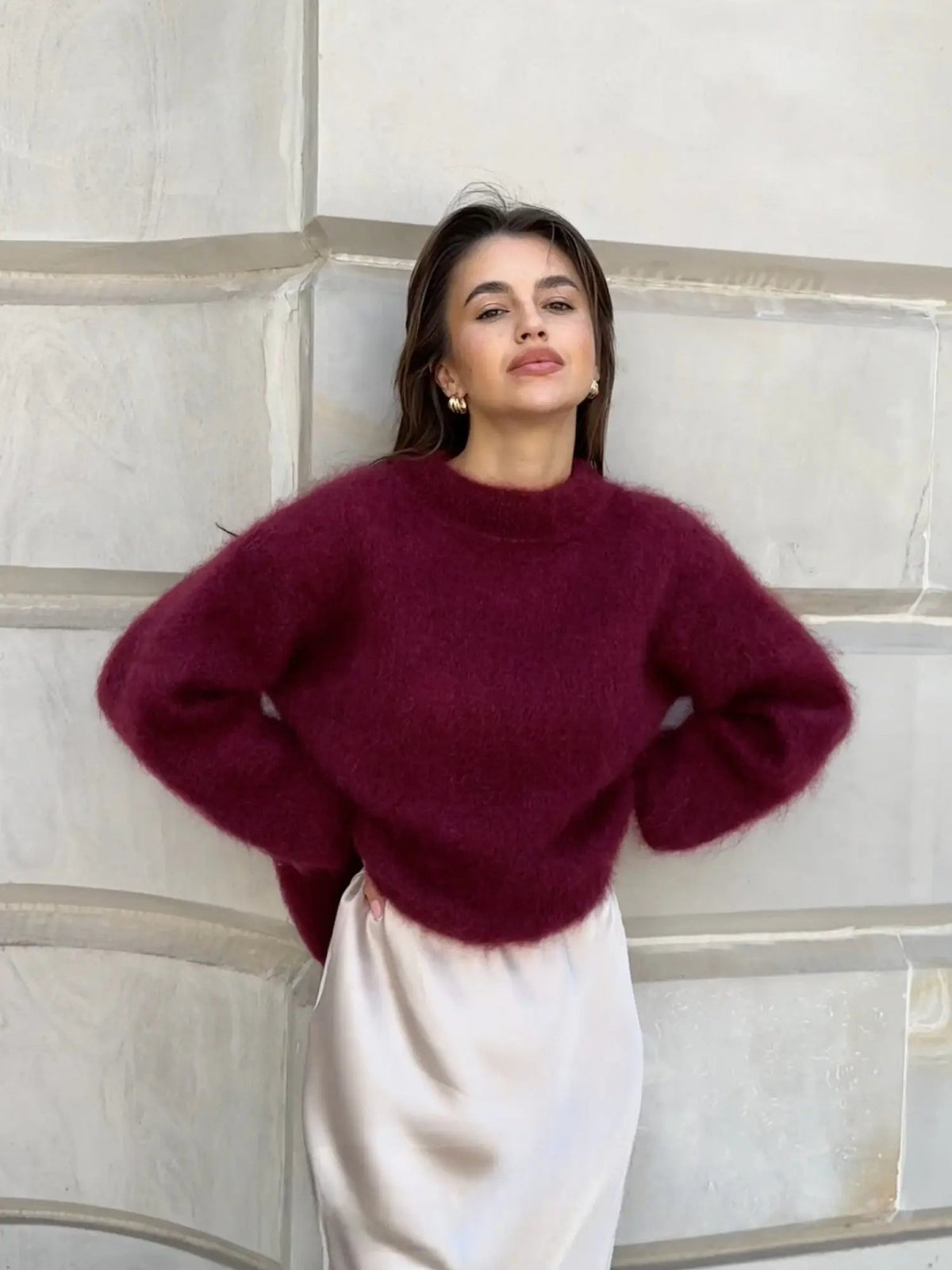 Women's Mohair Sweater - Soft Fluffy Knit & Wool Sweater