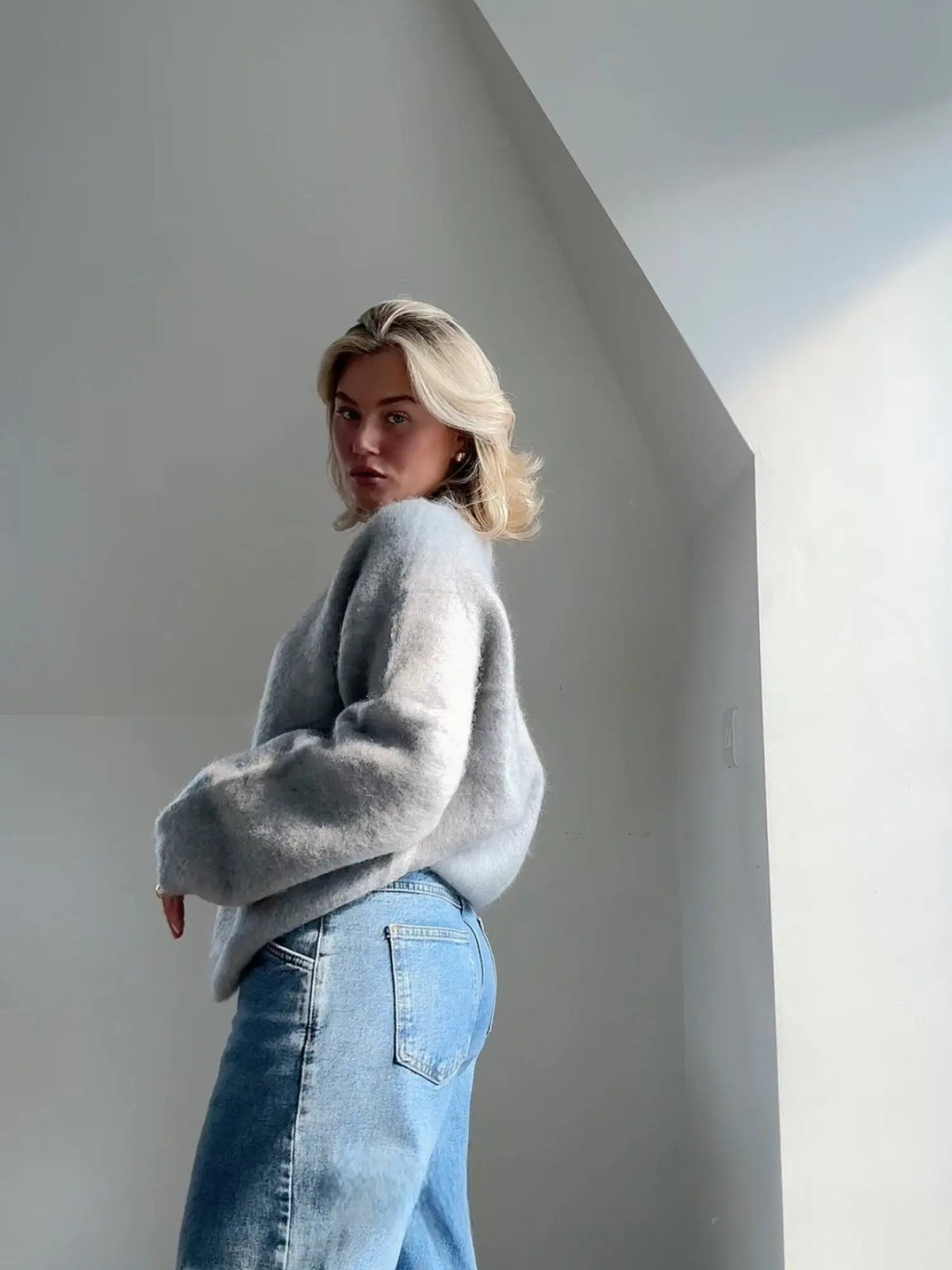 Women's Mohair Sweater - Soft Fluffy Knit & Wool Sweater