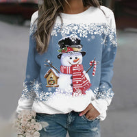 Women's Multicolored Christmas Sweatshirt with Snowman Print
