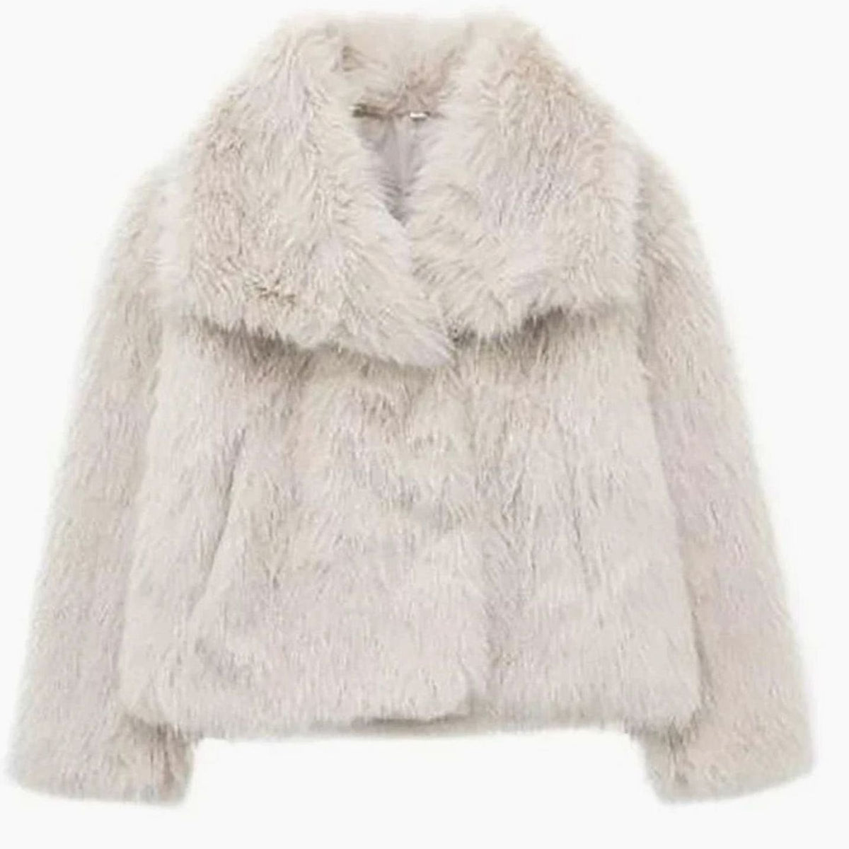 Women's Open-Front Cropped Faux Fur Winter Jacket