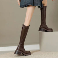 Women's Orthopedic Knee-High Back-Zip Leather Boots