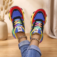 Women's Orthopedic Rainbow Chunky Lace-Up Sneakers