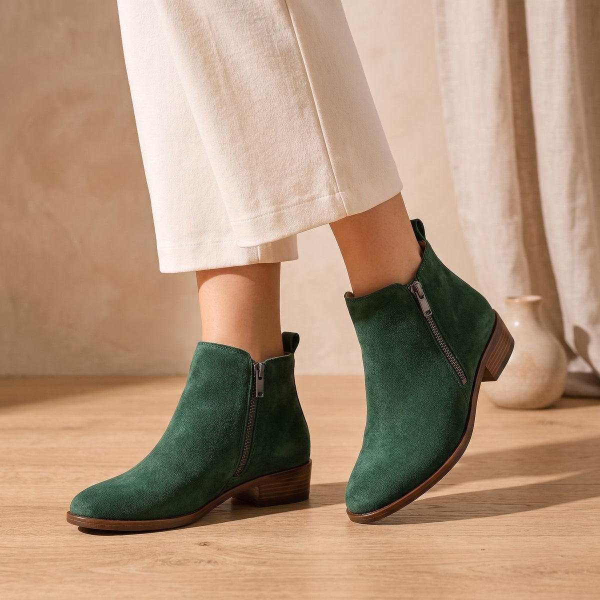 Women's Orthopedic Side-Zip Low-Heel Ankle Boots