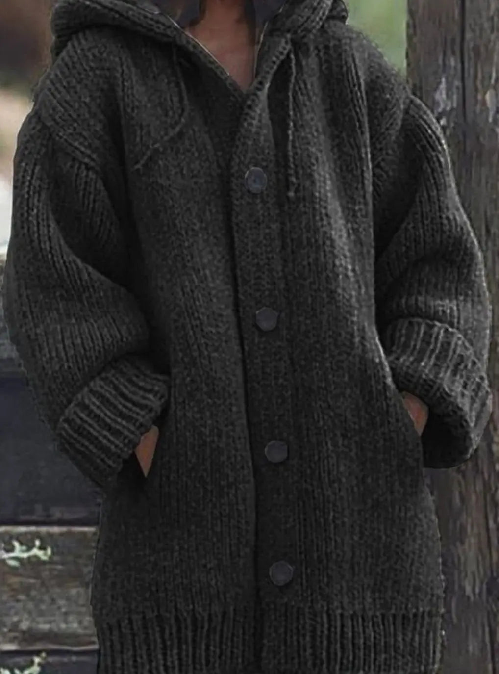 Women's Oversized Chunky Knit Hooded Cardigan