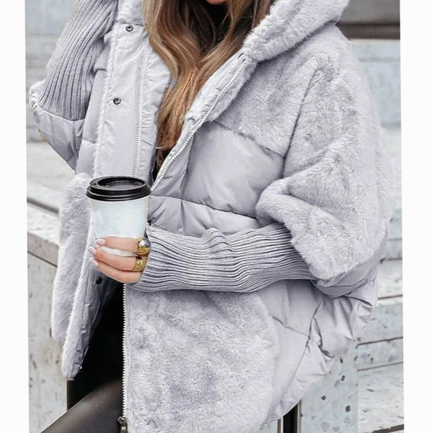 Women's Oversized Faux Fur Hooded Winter Puffer Jacket