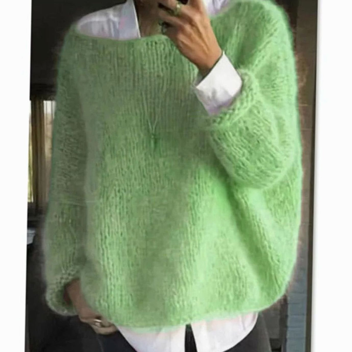 Women's Oversized Fuzzy Knit Long Sleeve Pullover Sweater