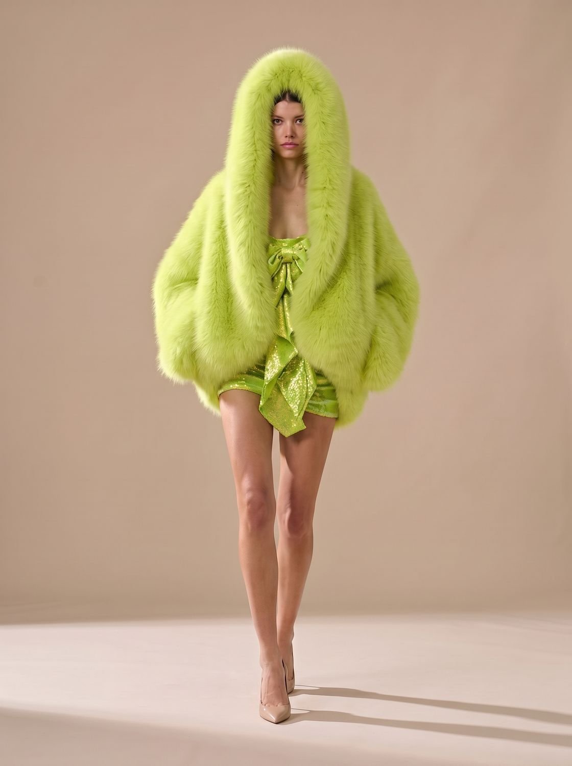 Women's Oversized Hooded Long-Sleeve Faux Fur Winter Coat