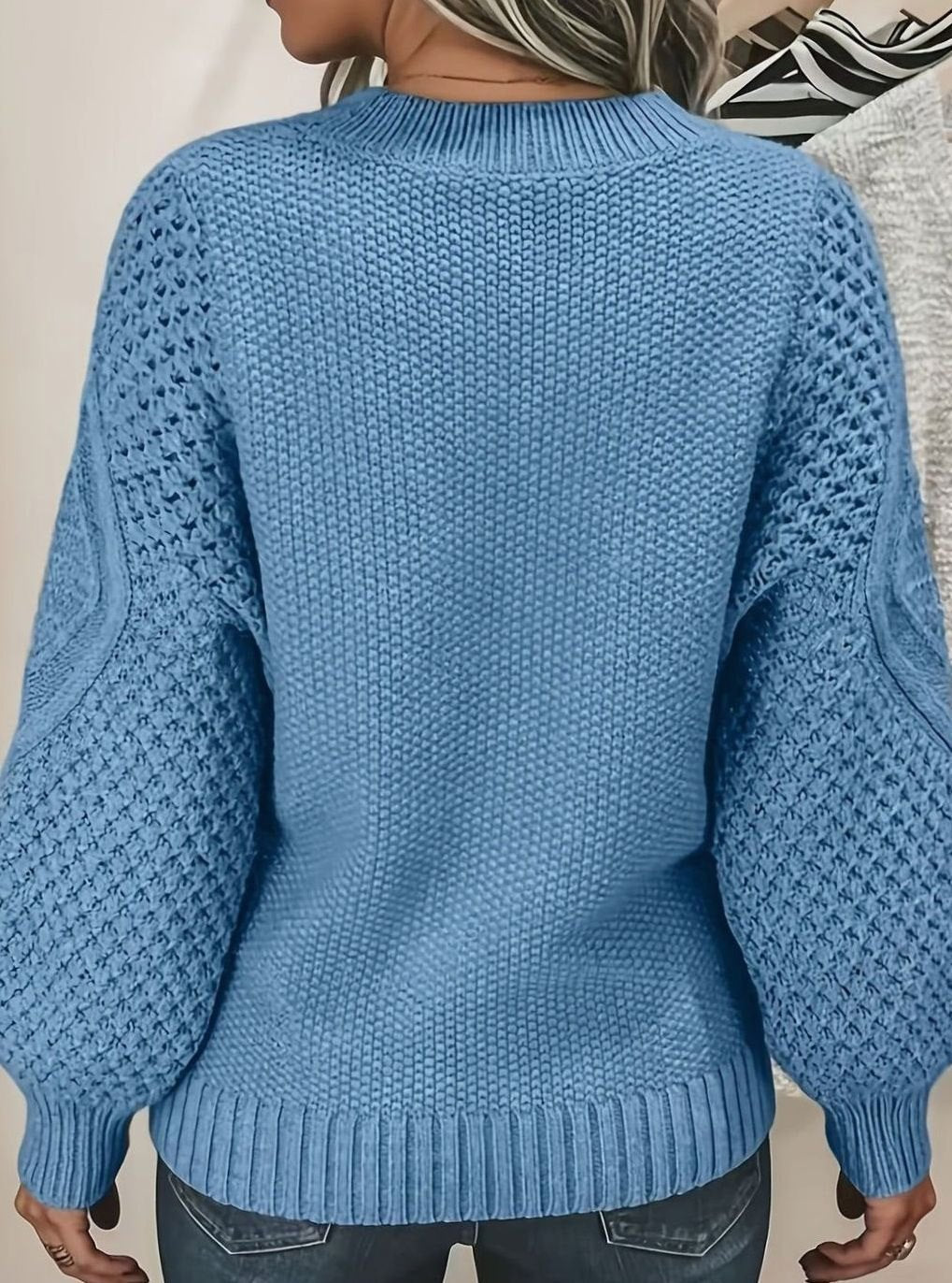 Women's Oversized Lantern-Sleeve Chunky Knit Sweater