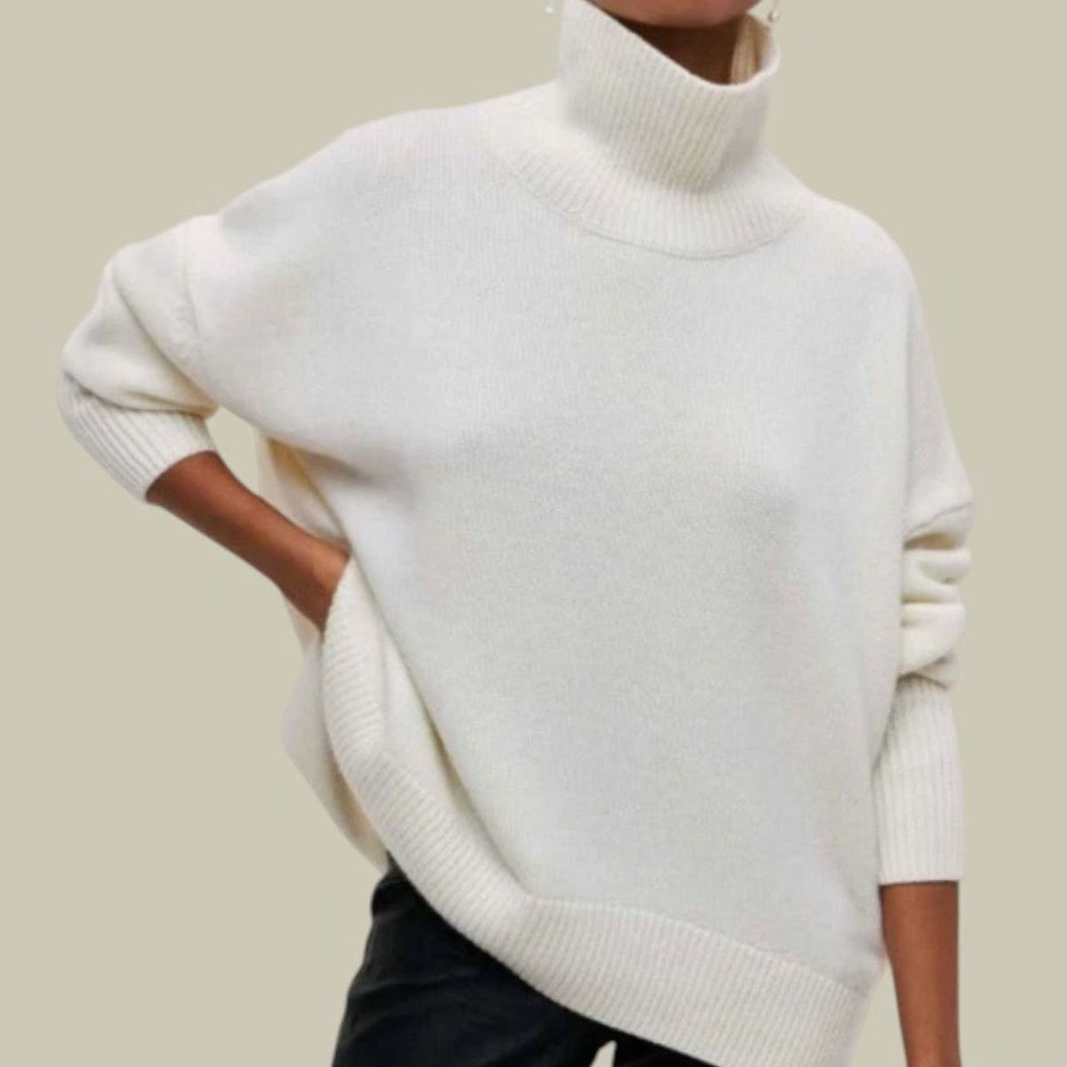 Women's Oversized Loose-Fit Cozy Knit Turtleneck Sweater