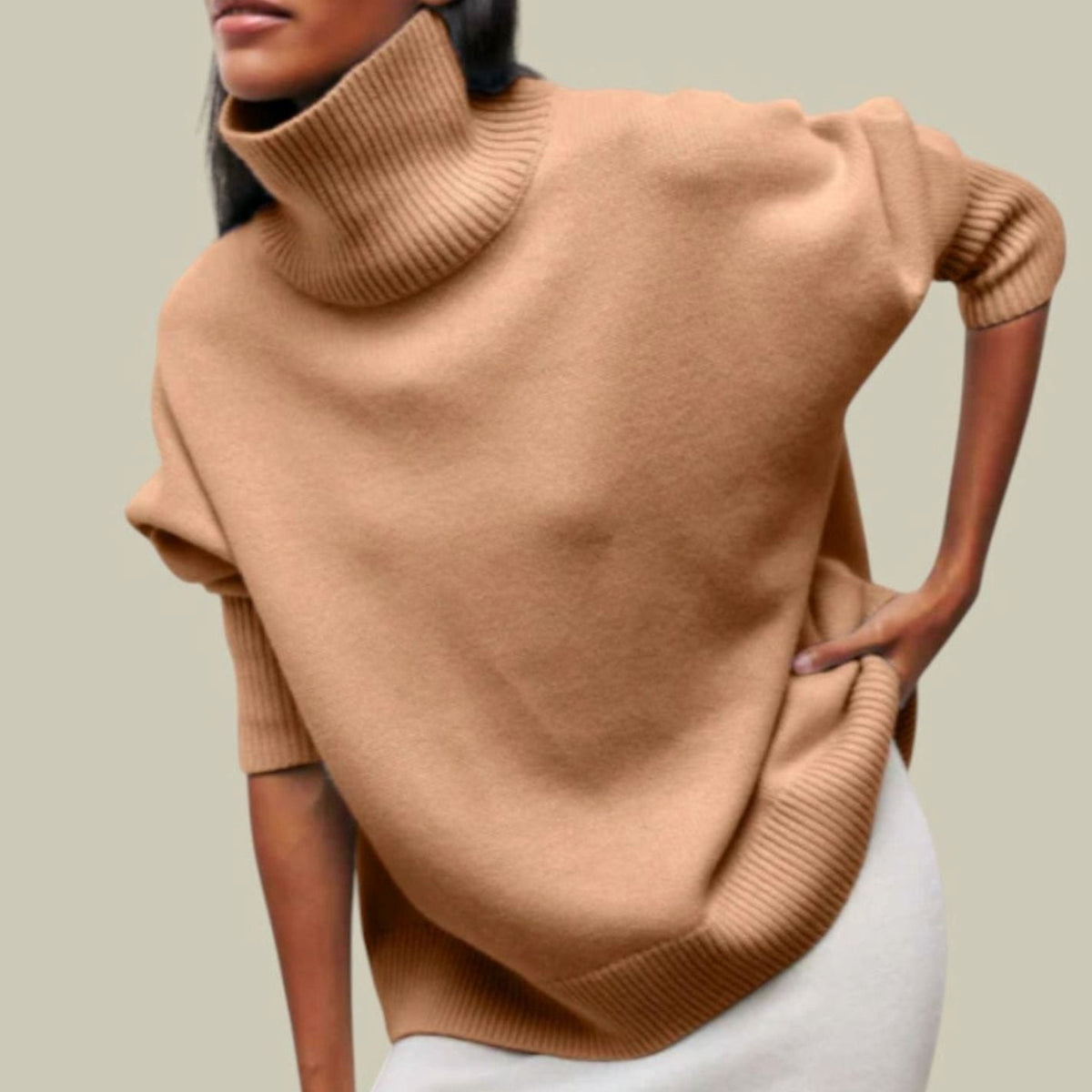 Women's Oversized Loose-Fit Cozy Knit Turtleneck Sweater