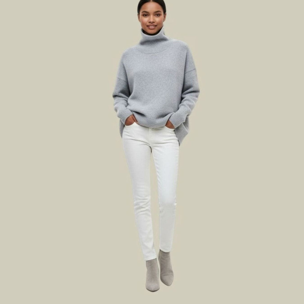 Women's Oversized Loose-Fit Cozy Knit Turtleneck Sweater