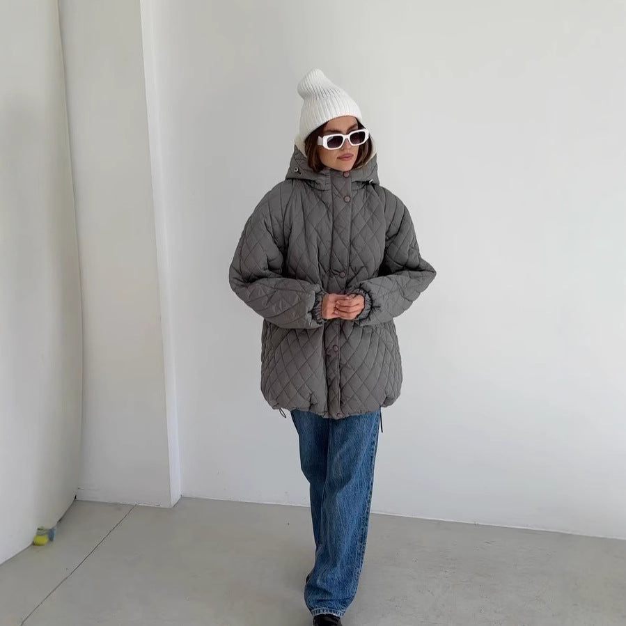Women's Oversized Quilted Jacket with Teddy Lining and Hood