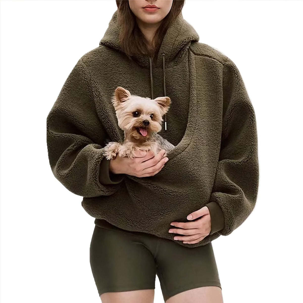 Women's Oversized Sherpa Hoodie with Integrated Pet Pouch