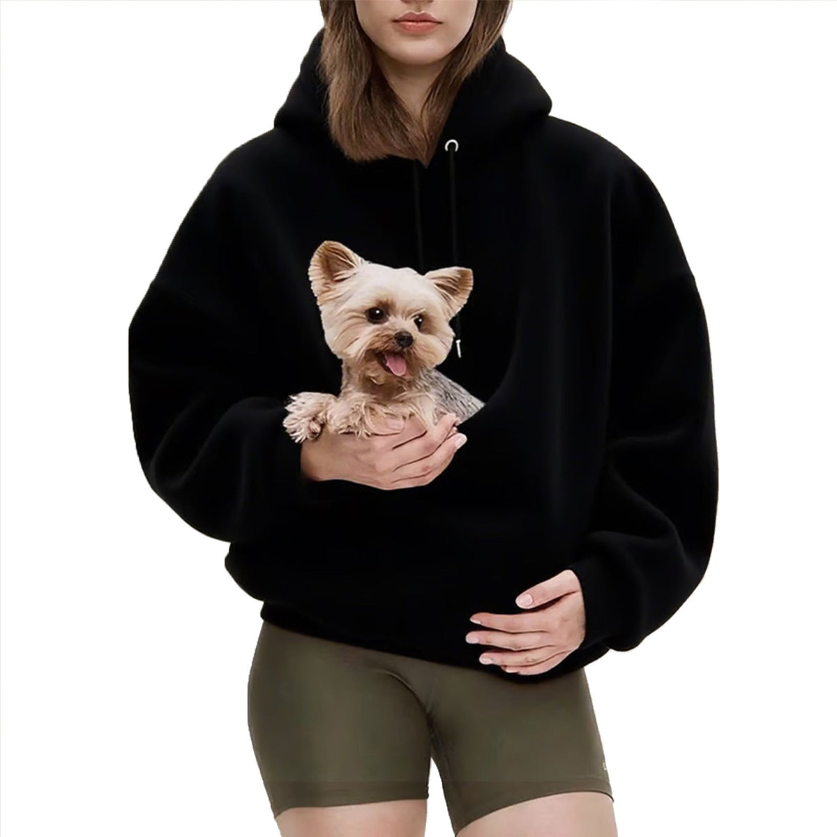Women's Oversized Sherpa Hoodie with Integrated Pet Pouch