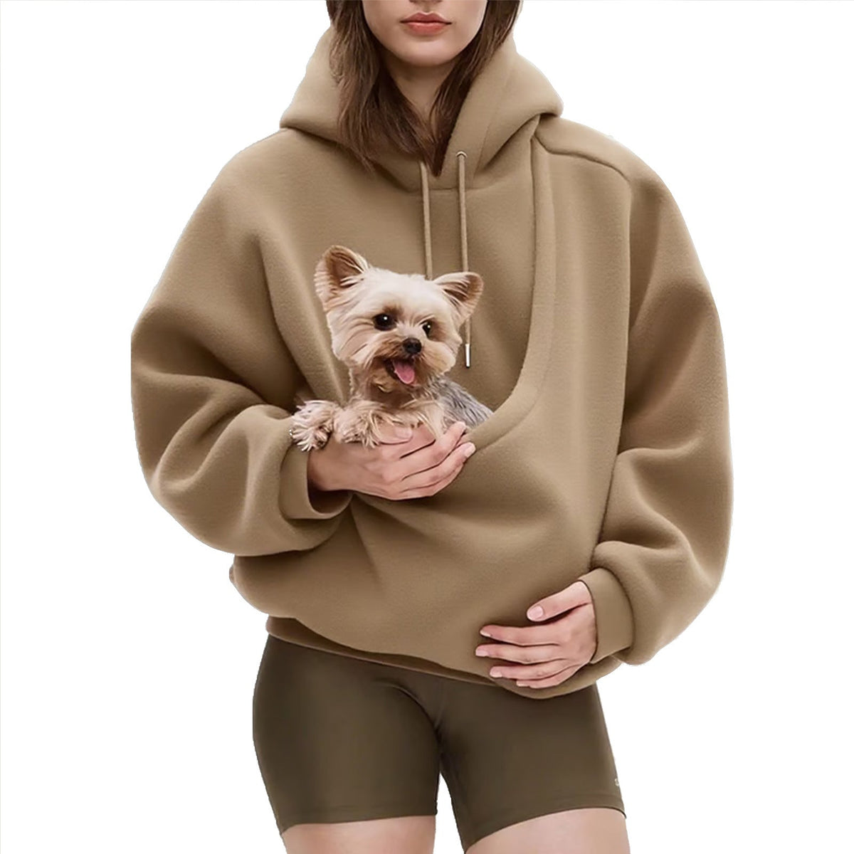 Women's Oversized Sherpa Hoodie with Integrated Pet Pouch