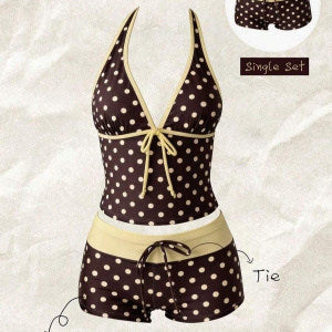 Women's Polka Dot Halter Tankini Top