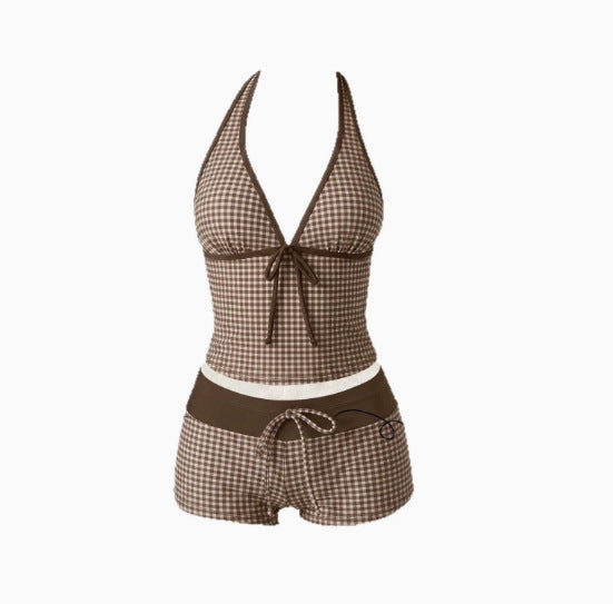 Women's Polka Dot Halter Tankini Top