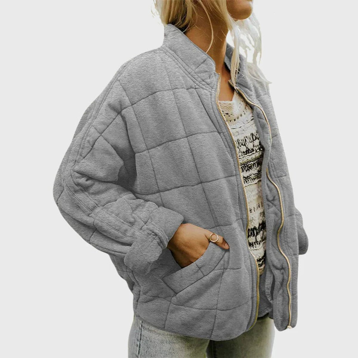Women's Quilted Zip-Up Stand-Collar Puffer Coat