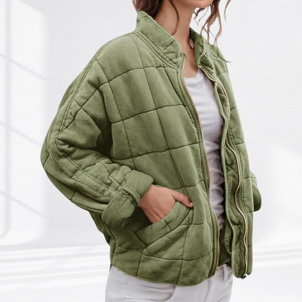 Women's Quilted Zip-Up Stand-Collar Puffer Coat