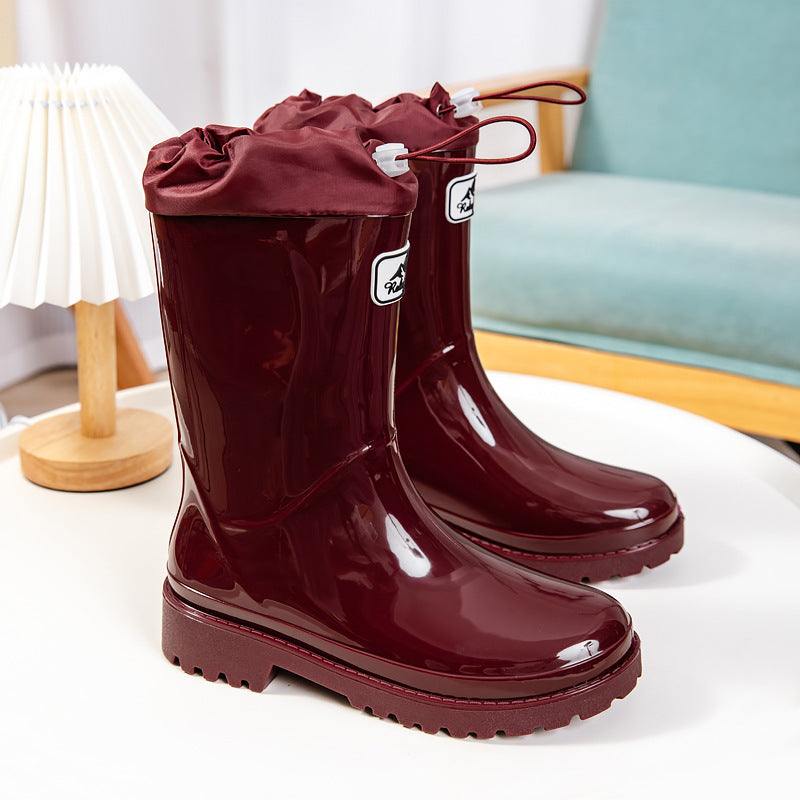 Women's Rain Boots with Adjustable Drawstring System