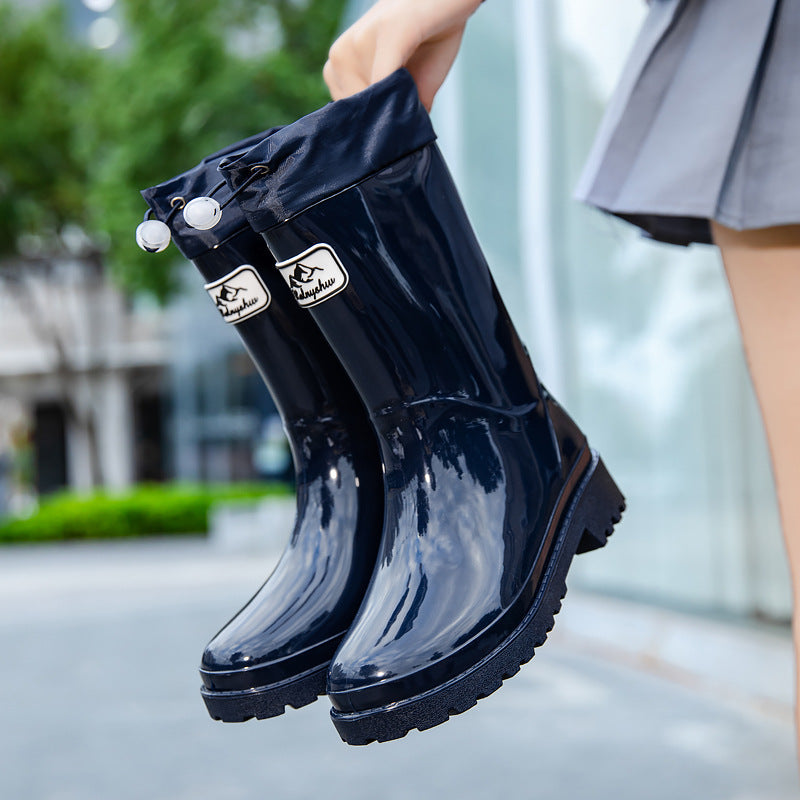 Women's Rain Boots with Adjustable Drawstring System