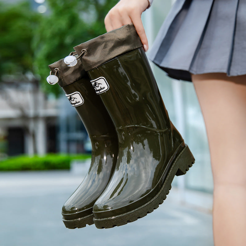 Women's Rain Boots with Adjustable Drawstring System
