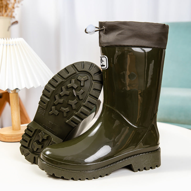 Women's Rain Boots with Adjustable Drawstring System
