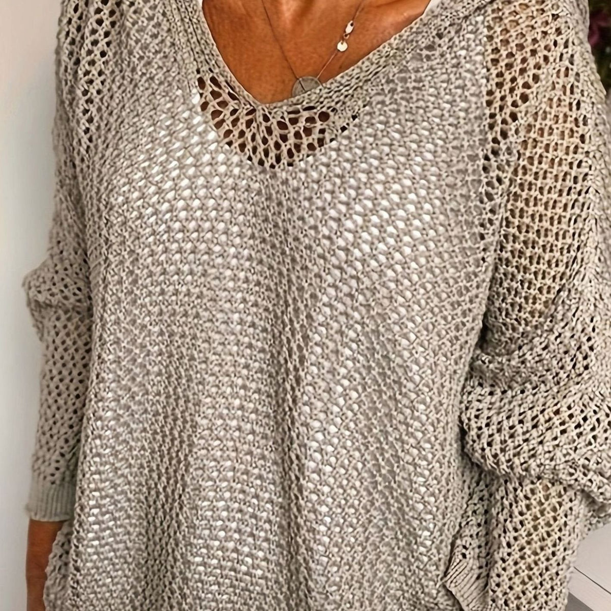 Women's Relaxed Open-Knit Hooded Sweater