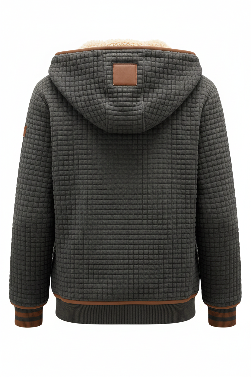 Women's Retro Warm Outdoor Jacket with Check Pattern and Double Collar