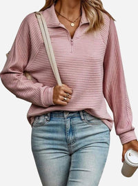 Women's Ribbed Quarter-Zip Pullover Sweater