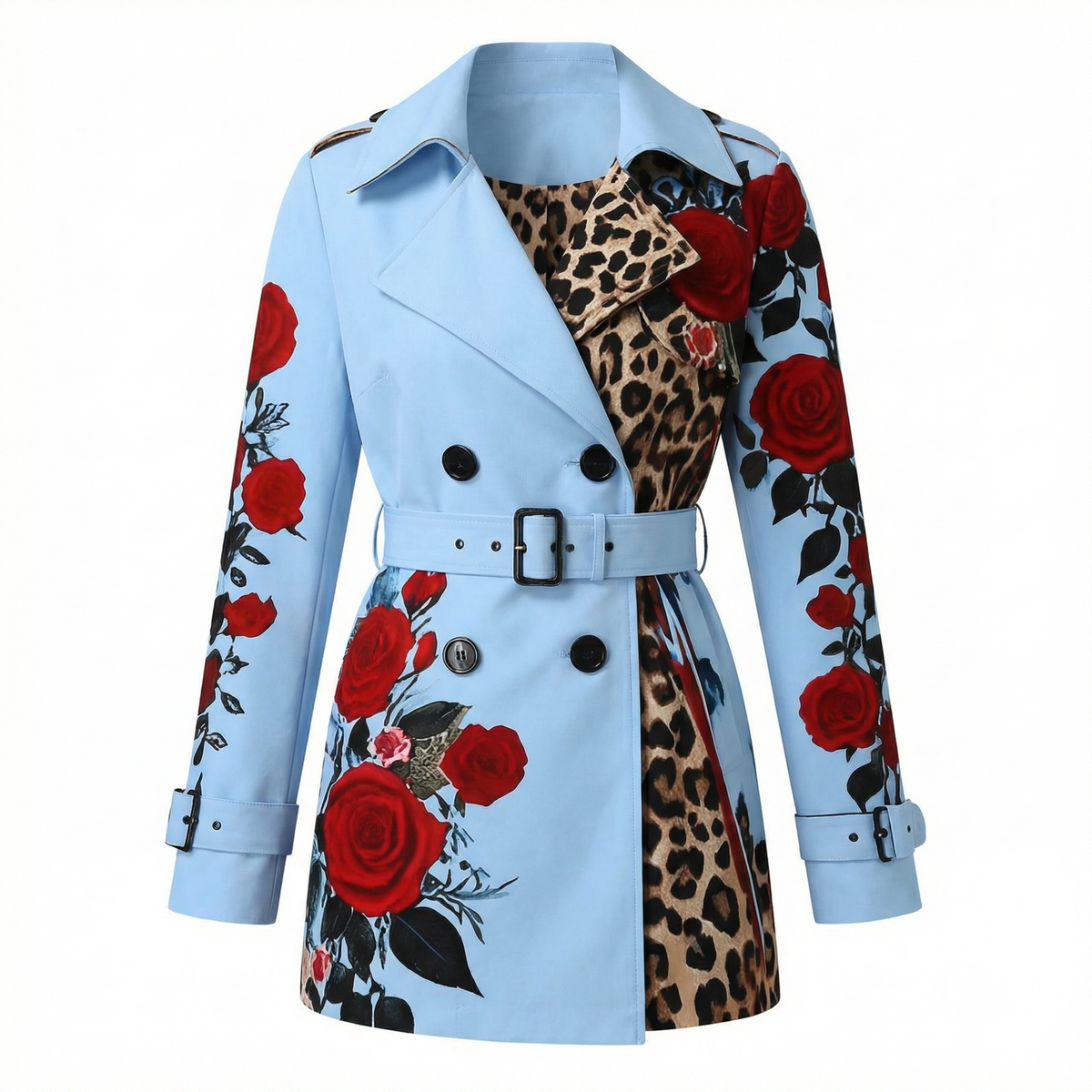 Women's Rose Print Tailored Coat
