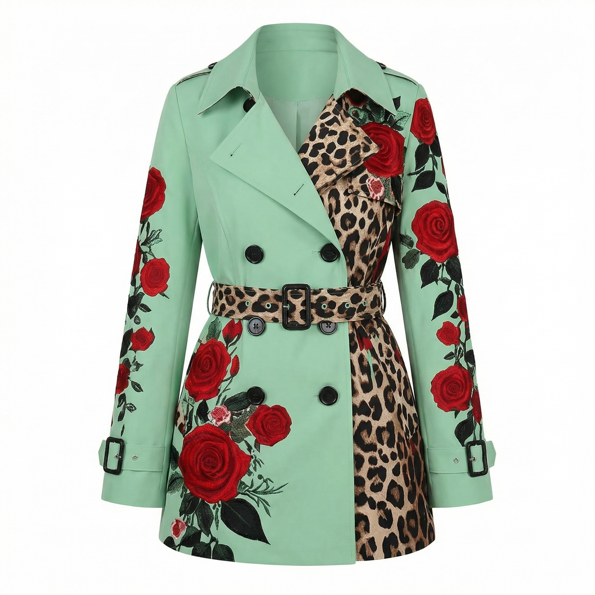 Women's Rose Print Tailored Coat