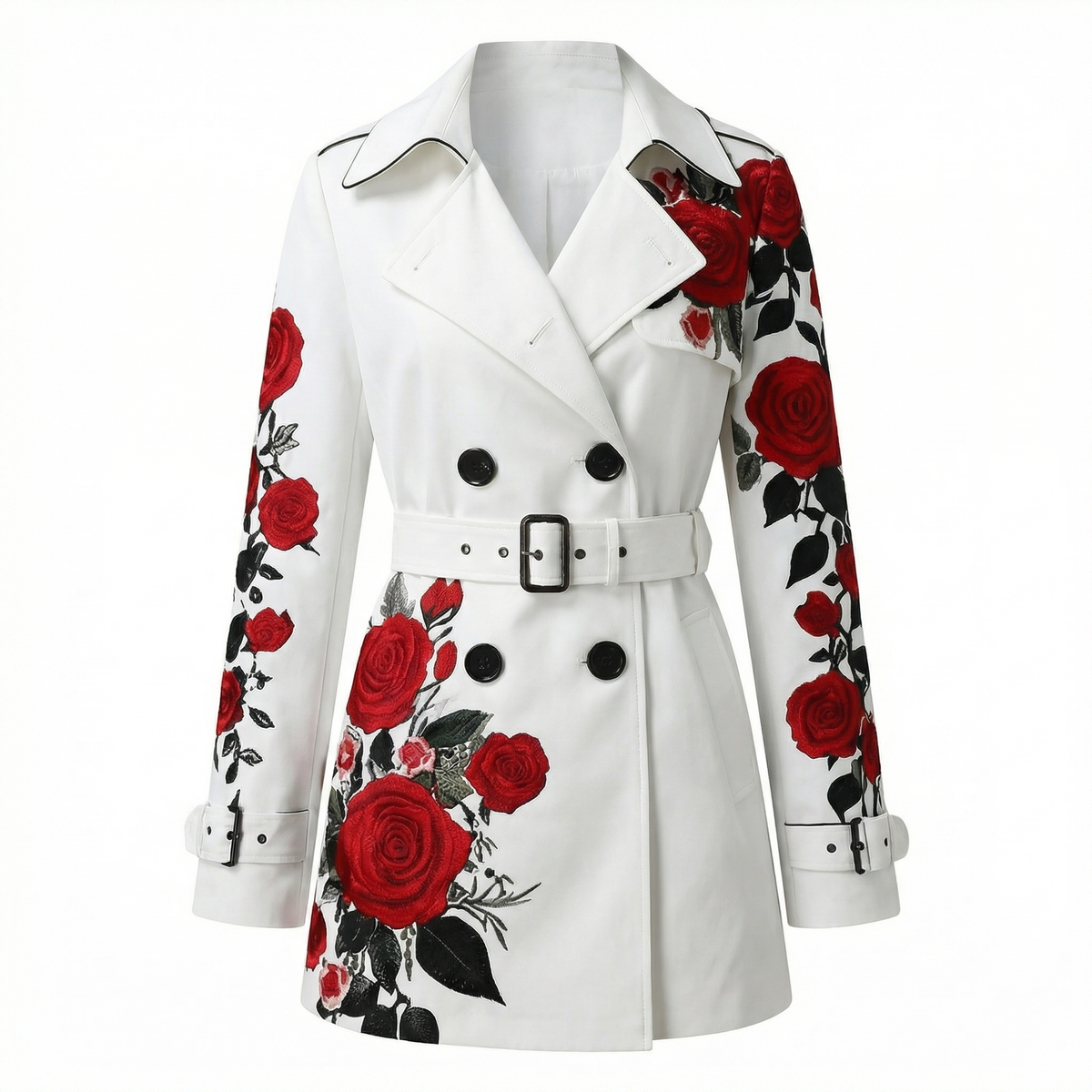 Women's Rose Print Tailored Coat