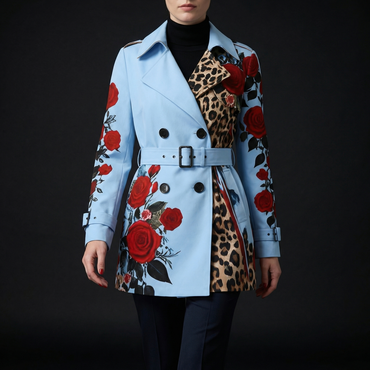 Women's Rose Print Tailored Coat