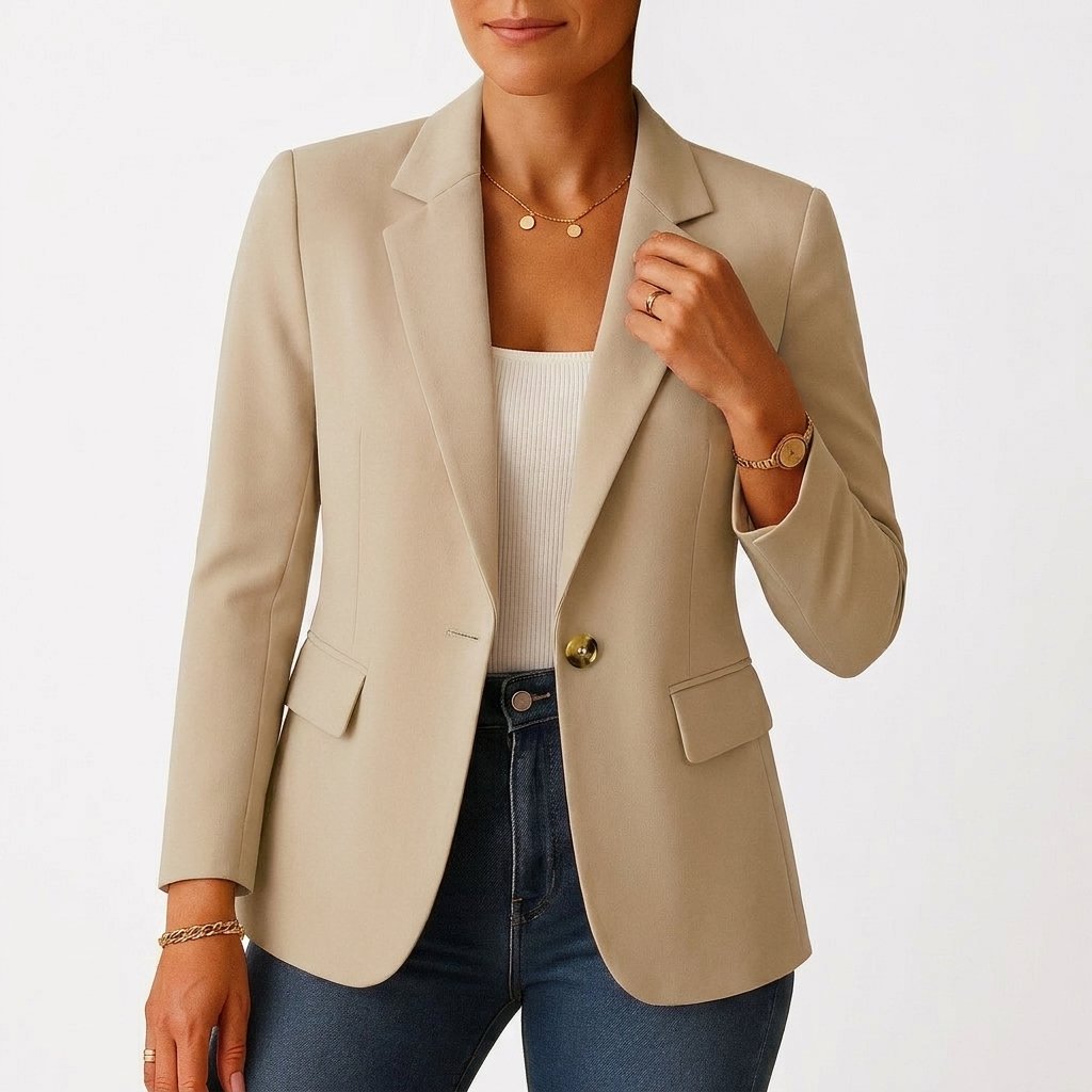 Women's Single-Button Tailored Blazer with Classic Lapels
