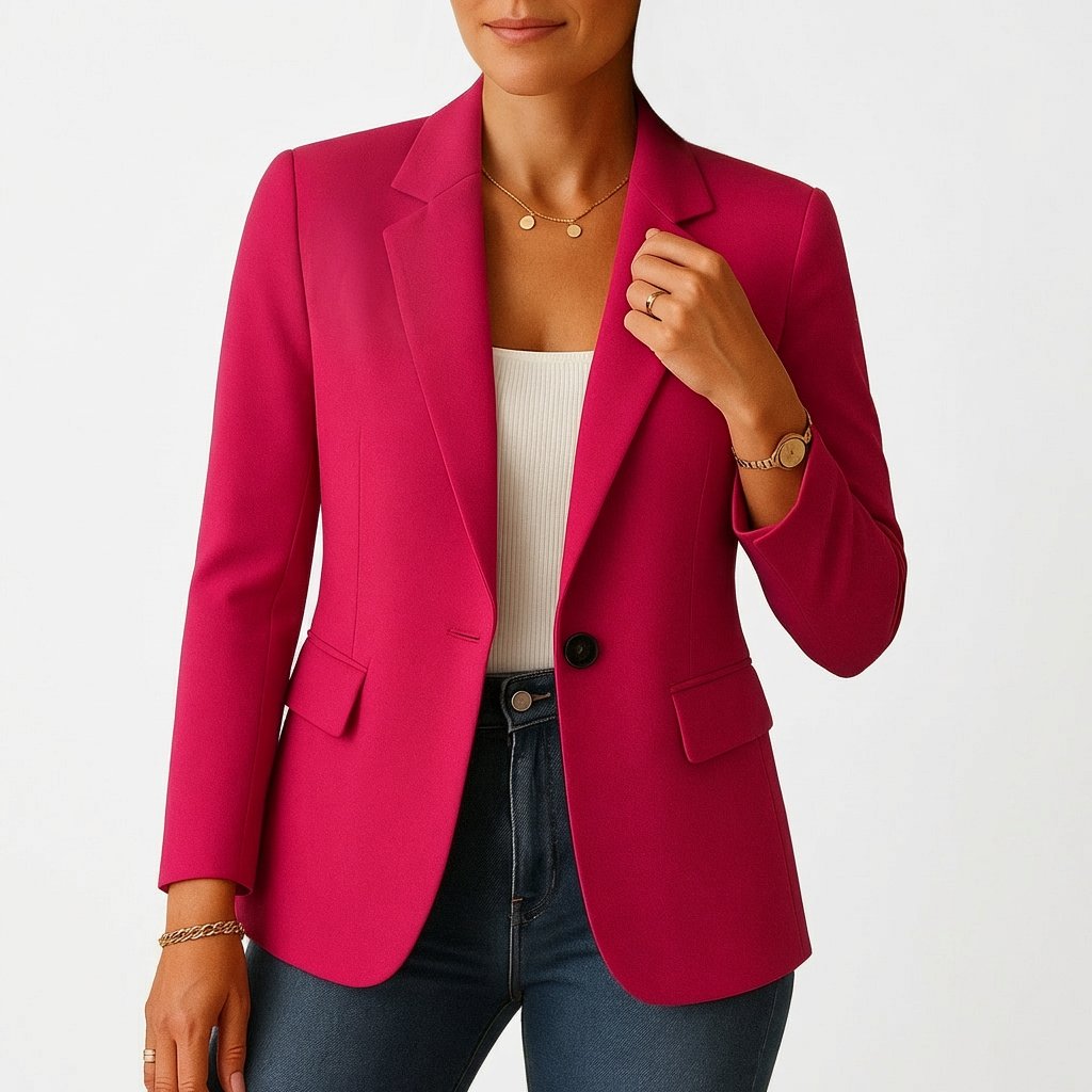 Women's Single-Button Tailored Blazer with Classic Lapels