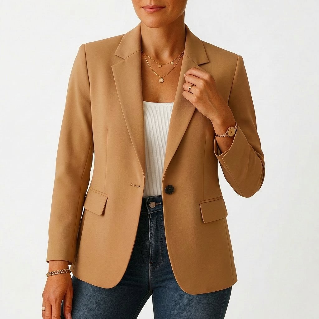 Women's Single-Button Tailored Blazer with Classic Lapels