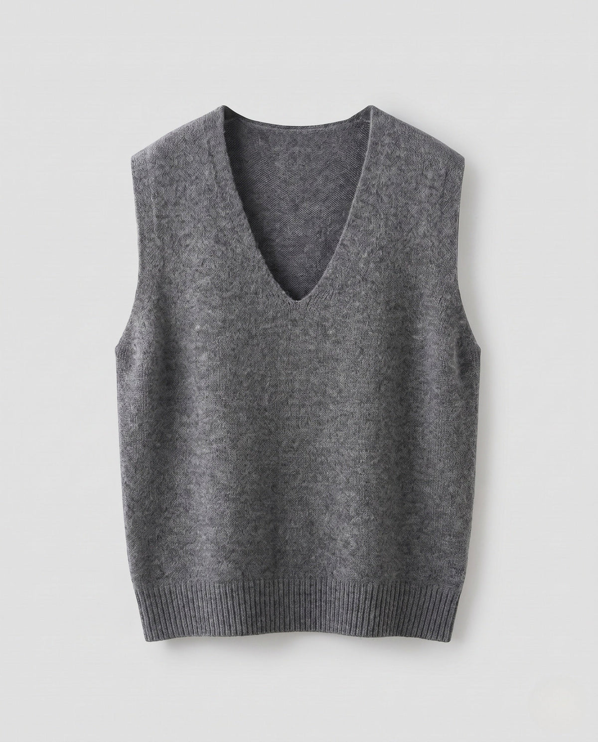Women's Sleeveless Oversized Fine-Knit Vest with Deep V-Neck and Flecked Effect