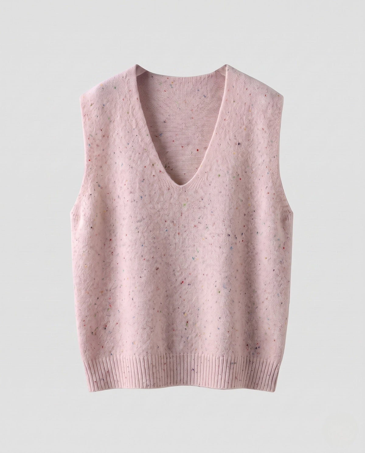 Women's Sleeveless Oversized Fine-Knit Vest with Deep V-Neck and Flecked Effect
