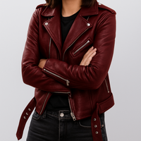 Women's Slim-Fit Leather Biker Jacket