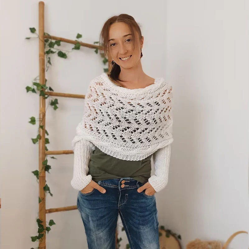 Women's Soft Openwork Knit Rectangular Winter Scarf