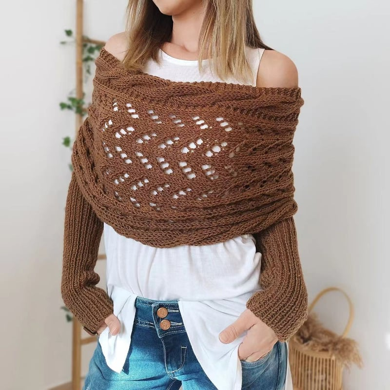 Women's Soft Openwork Knit Rectangular Winter Scarf