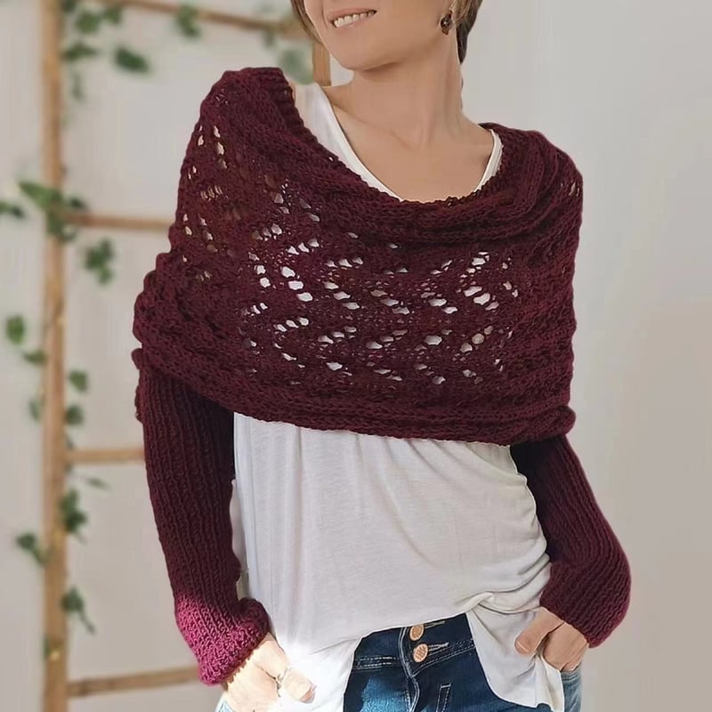 Women's Soft Openwork Knit Rectangular Winter Scarf