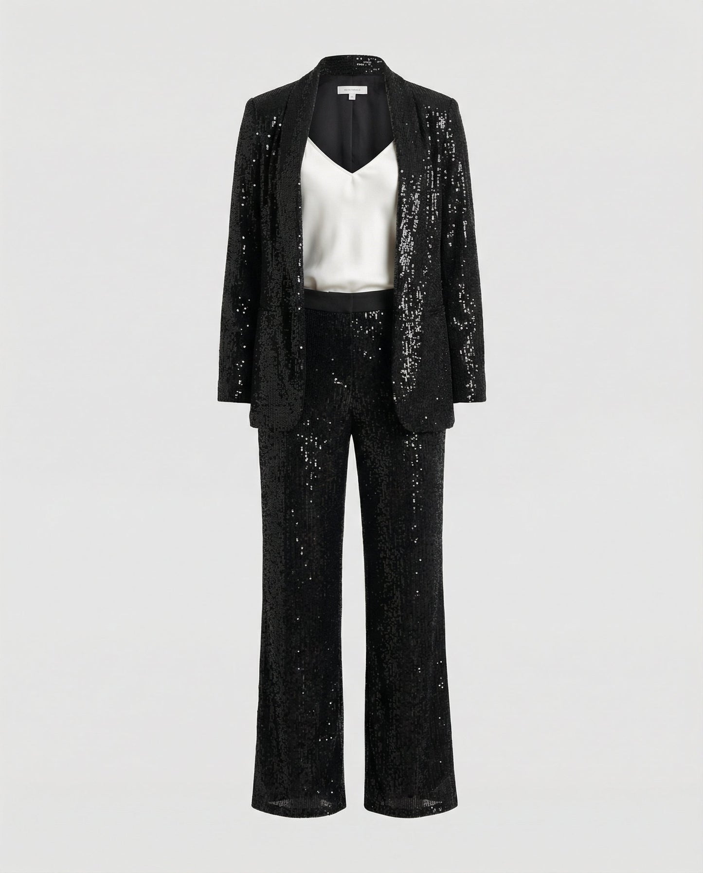 Women's Sparkling Blazer Suit with Wide Legs and Shimmering Sequins Wearclo