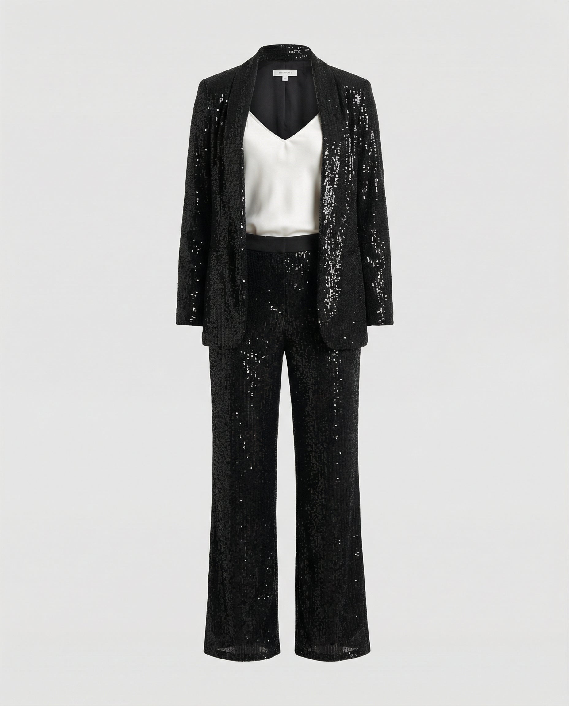 Women's Sparkling Blazer Suit with Wide Legs and Shimmering Sequins Wearclo