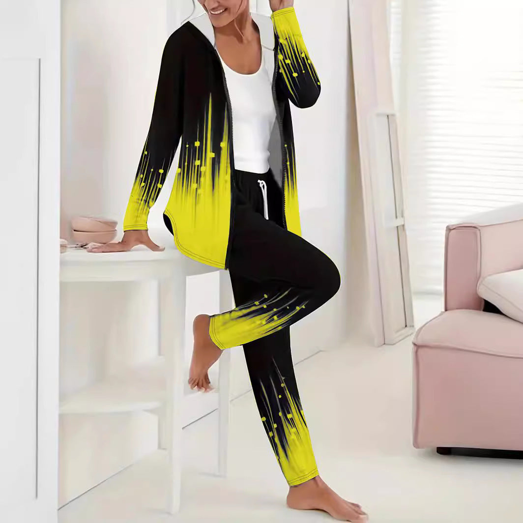 Women's Sporty Casual Tracksuit with Modern Gradient Details